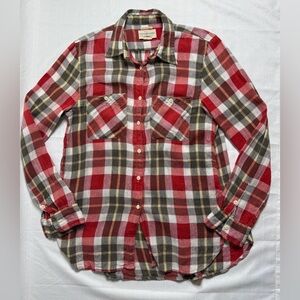 Denim & Supply By Ralph Lauren Womens Linen Blend Plaid Flannel Shirt Medium